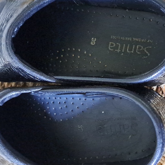 Sanita Womens The Original Danish Patent Black Snakeskin Print Leather Clogs 8.5 - Picture 8 of 9